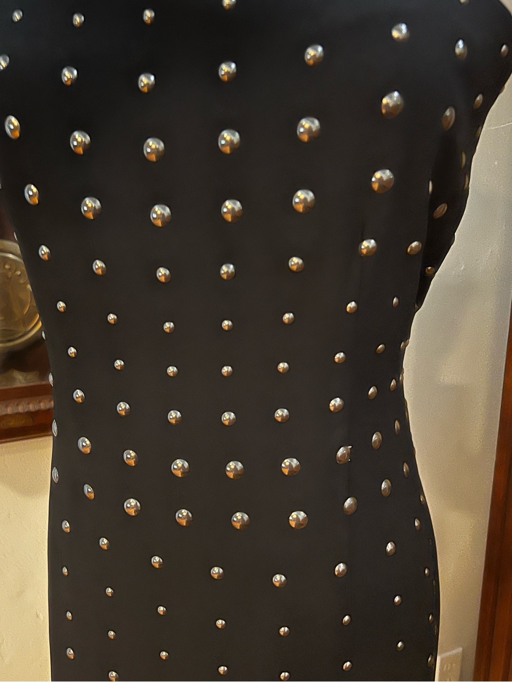 Layered With Love, Black Studded Midi Dress Bodycon Tank Edgy Chic Glam Size M - Picture 8 of 14
